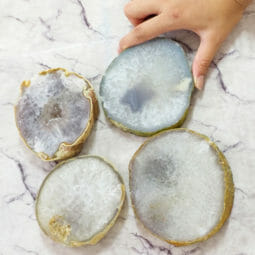 Natural Agate Thick Sliced Crystal Coaster Set 4 Pieces | Himalayan Salt Factory