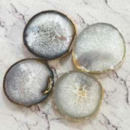Natural Agate Thick Sliced Crystal Coaster Set 4 Pieces | Himalayan Salt Factory