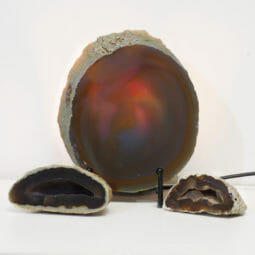 Natural Agate Thick Sliced Crystal Lamp with Agate Mini Geode J103 | Himalayan Salt Factory