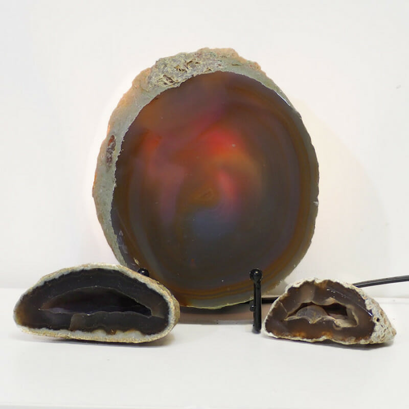 1.15kg Natural Agate Thick Sliced Crystal Lamp with Agate Mini Geode J103 3 Natural Agate Thick Sliced Crystal Lamp with Agate Mini Geode J103 | Himalayan Salt Factory