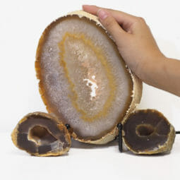 1.2kg Natural Agate Thick Sliced Crystal Lamp with Agate Mini Geode J108 5 Natural Agate Thick Sliced Crystal Lamp with Agate Mini Geode J108 | Himalayan Salt Factory