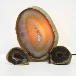 Natural Agate Thick Sliced Crystal Lamp with Agate Mini Geode J108 | Himalayan Salt Factory