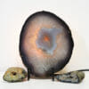 Natural Agate Thick Sliced Crystal Lamp with Agate Mini Geode J112 | Himalayan Salt Factory