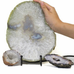 1.7kg Natural Agate Thick Sliced Crystal Lamp with Agate Mini Geode J113 5 Natural Agate Thick Sliced Crystal Lamp with Agate Mini Geode J113 | Himalayan Salt Factory