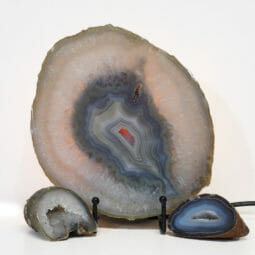 Natural Agate Thick Sliced Crystal Lamp with Agate Mini Geode J114 | Himalayan Salt Factory