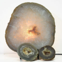 Natural Agate Thick Sliced Crystal Lamp with Agate Mini Geode J116 | Himalayan Salt Factory