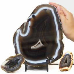 1.9kg Natural Agate Thick Sliced Crystal Lamp with Agate Mini Geode J249 5 Natural Agate Thick Sliced Crystal Lamp with Agate Mini Geode J249 | Himalayan Salt Factory