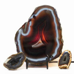 Natural Agate Thick Sliced Crystal Lamp with Agate Mini Geode J249 | Himalayan Salt Factory
