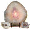 Natural Agate Thick Sliced Crystal Lamp with Agate Mini Geode J250 | Himalayan Salt Factory