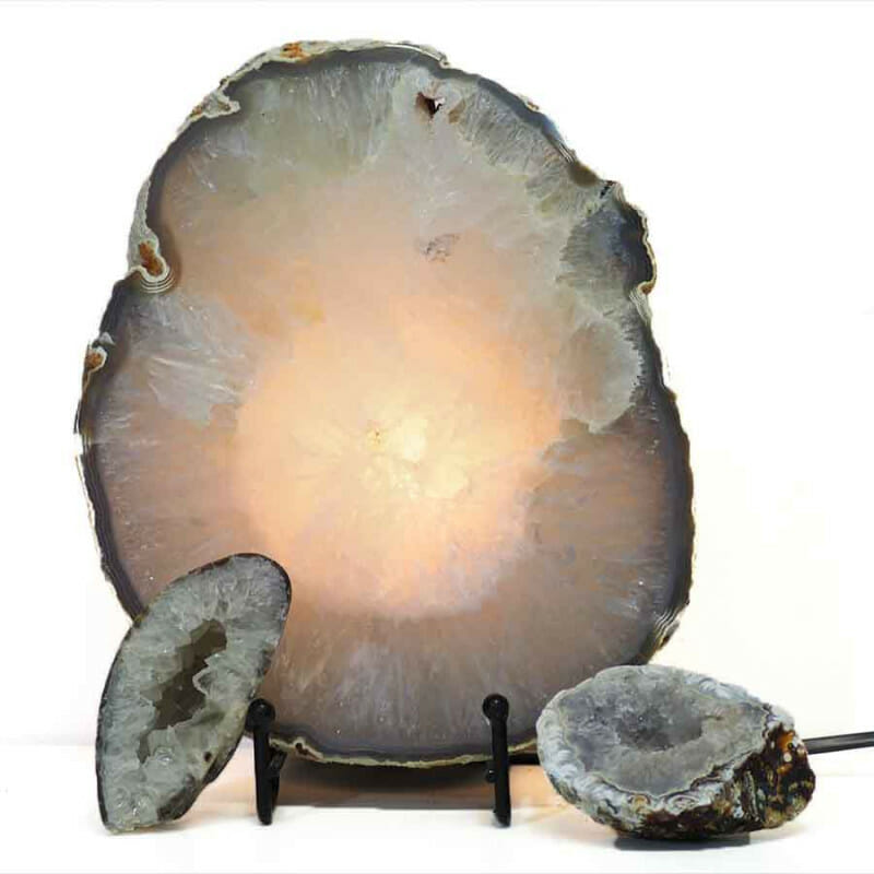 2.5kg Natural Agate Thick Sliced Crystal Lamp with Agate Mini Geode J255 3 Natural Agate Thick Sliced Crystal Lamp with Agate Mini Geode J255 | Himalayan Salt Factory