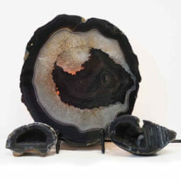 Natural Agate Thick Sliced Crystal Lamp with Agate Mini Geode J258 | Himalayan Salt Factory