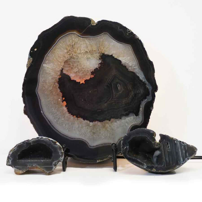 2.25kg Natural Agate Thick Sliced Crystal Lamp with Agate Mini Geode J258 3 Natural Agate Thick Sliced Crystal Lamp with Agate Mini Geode J258 | Himalayan Salt Factory