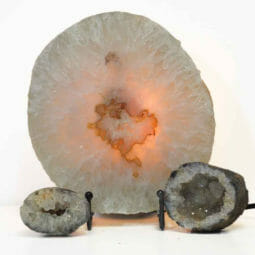 Natural Agate Thick Sliced Crystal Lamp with Agate Mini Geode J260 | Himalayan Salt Factory