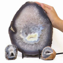 Natural Agate Thick Sliced Crystal Lamp with Agate Mini Geode J261 | Himalayan Salt Factory