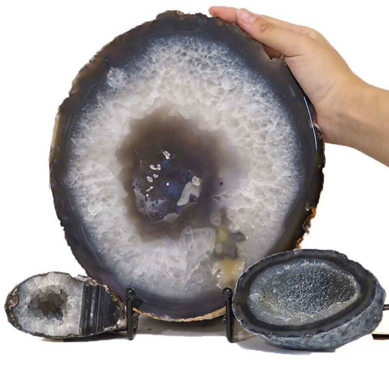 2.65kg Natural Agate Thick Sliced Crystal Lamp with Agate Mini Geode J266 4 Natural Agate Thick Sliced Crystal Lamp with Agate Mini Geode J266 | Himalayan Salt Factory
