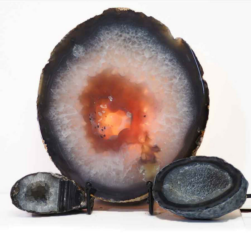 2.65kg Natural Agate Thick Sliced Crystal Lamp with Agate Mini Geode J266 3 Natural Agate Thick Sliced Crystal Lamp with Agate Mini Geode J266 | Himalayan Salt Factory