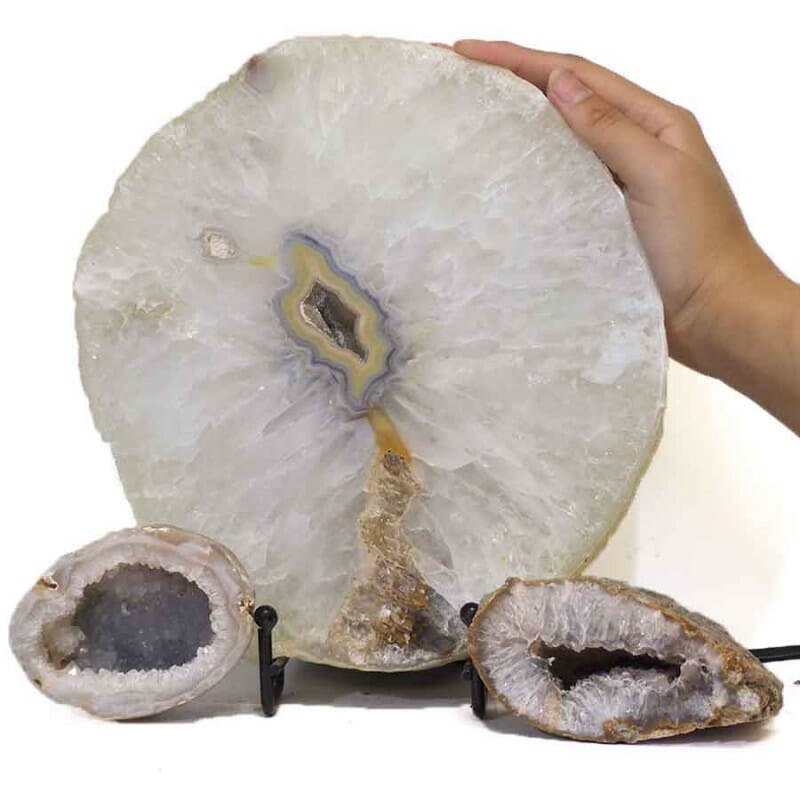2.85kg Natural Agate Thick Sliced Crystal Lamp with Agate Mini Geode J267 4 Natural Agate Thick Sliced Crystal Lamp with Agate Mini Geode J267 | Himalayan Salt Factory