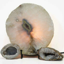 Natural Agate Thick Sliced Crystal Lamp with Agate Mini Geode J267 | Himalayan Salt Factory