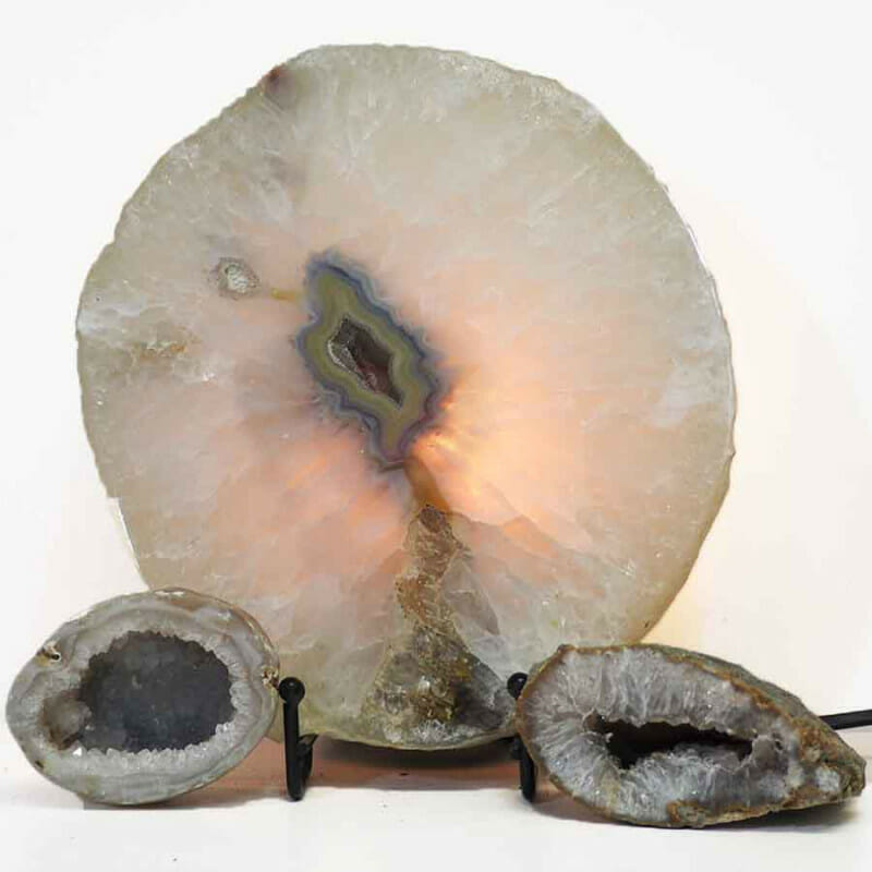 2.85kg Natural Agate Thick Sliced Crystal Lamp with Agate Mini Geode J267 3 Natural Agate Thick Sliced Crystal Lamp with Agate Mini Geode J267 | Himalayan Salt Factory