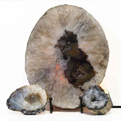 Natural Agate Thick Sliced Crystal Lamp with Agate Mini Geode J268 | Himalayan Salt Factory
