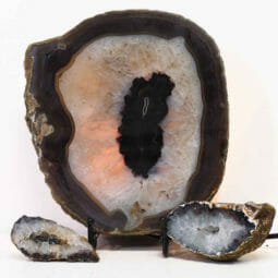 Natural Agate Thick Sliced Crystal Lamp with Agate Mini Geode J270 | Himalayan Salt Factory