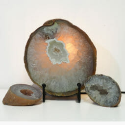 Natural Agate Thick Sliced Crystal Lamp with Agate Mini Geode J91 | Himalayan Salt Factory