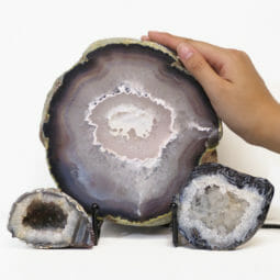 1.18kg Natural Agate Thick Sliced Crystal Lamp with Agate Mini Geode J94 5 Natural Agate Thick Sliced Crystal Lamp with Agate Mini Geode J94 | Himalayan Salt Factory