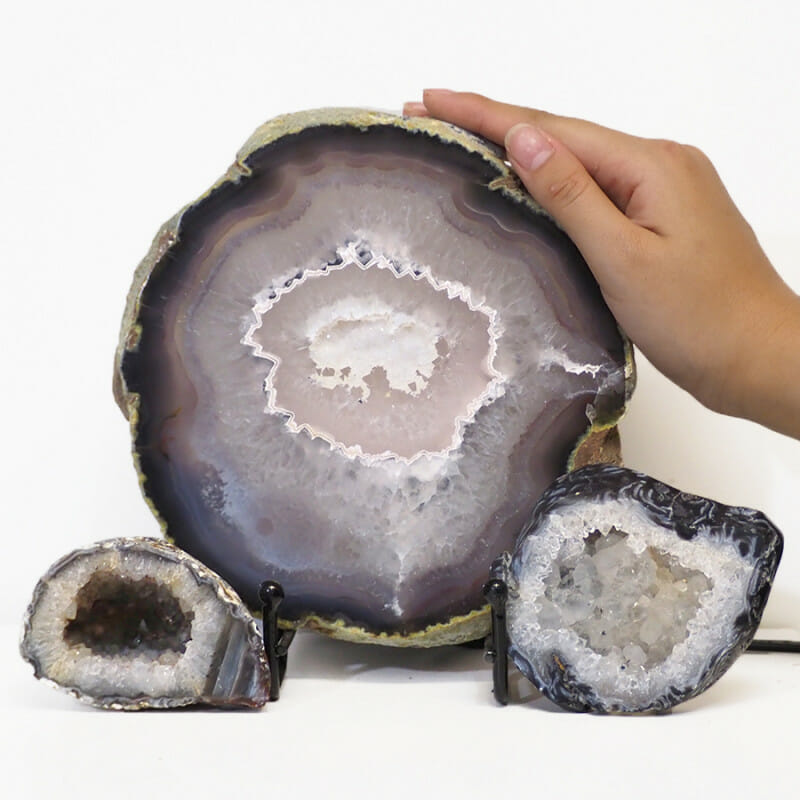 1.18kg Natural Agate Thick Sliced Crystal Lamp with Agate Mini Geode J94 4 Natural Agate Thick Sliced Crystal Lamp with Agate Mini Geode J94 | Himalayan Salt Factory