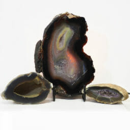 Natural Agate Thick Sliced Crystal Lamp with Agate Mini Geode J99 | Himalayan Salt Factory