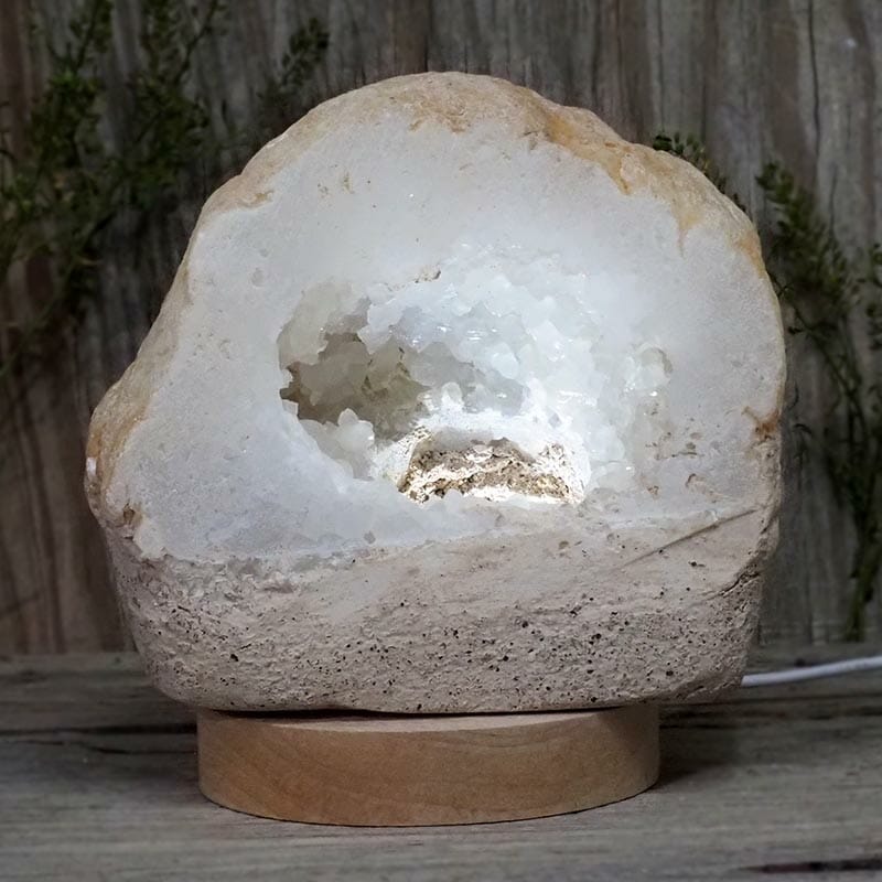 2.09kg Natural Calcite Geode Lamp with Large LED Light Base DB017 3 Natural Calcite Geode Lamp with Large LED Light Base DB017 | Himalayan Salt Factory