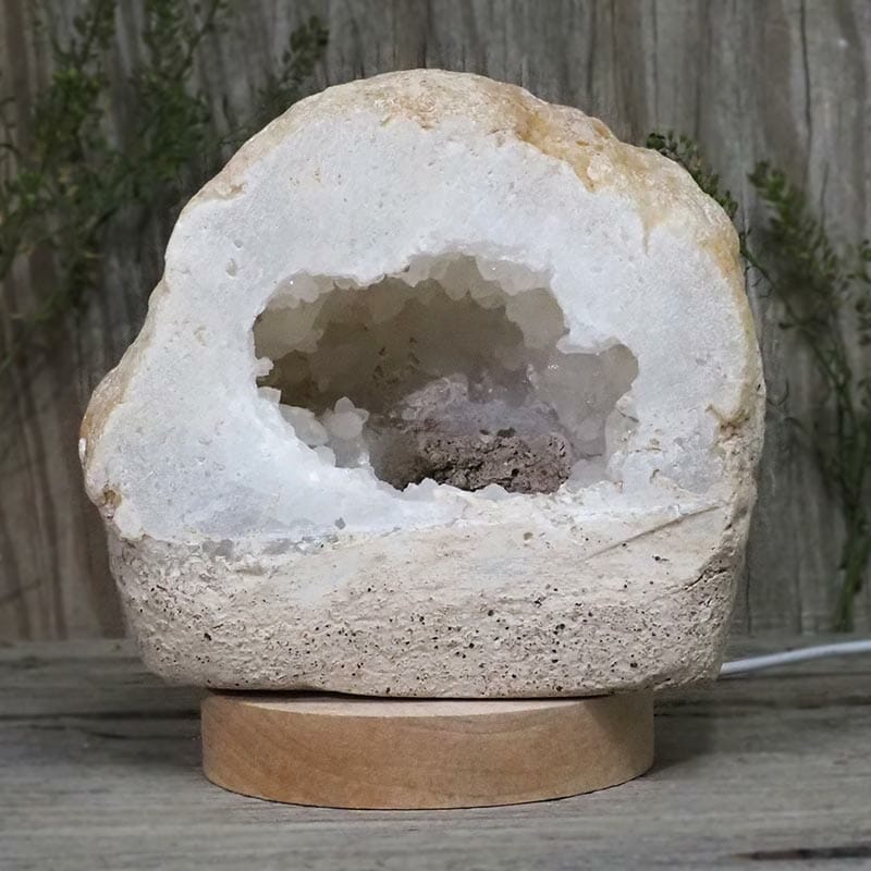 2.09kg Natural Calcite Geode Lamp with Large LED Light Base DB017 4 Natural Calcite Geode Lamp with Large LED Light Base DB017 | Himalayan Salt Factory