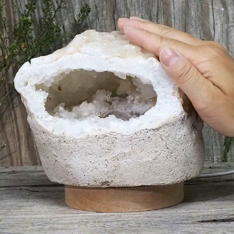 2.24kg Natural Calcite Geode Lamp with Large LED Light Base DB019 5 Natural Calcite Geode Lamp with Large LED Light Base DB019 | Himalayan Salt Factory