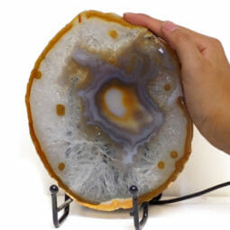 Natural Large Agate Crystal Slice Lamp J50 | Himalayan Salt Factory