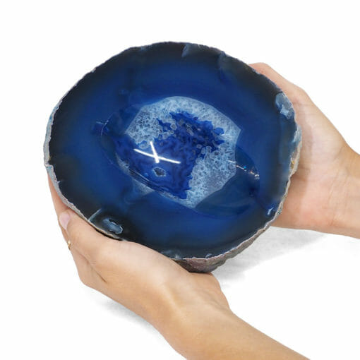 0.99kg Blue Agate Crystal Polished Bowl DR038 | Himalayan Salt Factory