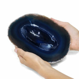 0.89kg Blue Agate Crystal Polished Bowl DR039 | Himalayan Salt Factory