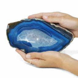 0.75kg Blue Agate Crystal Polished Bowl DR067 | Himalayan Salt Factory