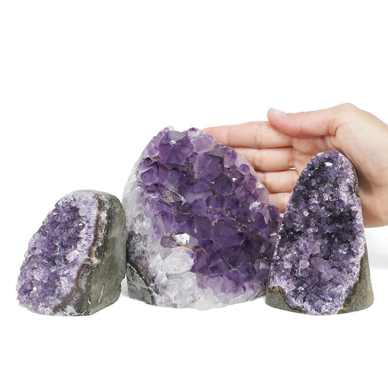 2.07kg Amethyst Polished Crystal Geode Specimen Set 3 Pieces DR118 4 2.07kg Amethyst Polished Crystal Geode Specimen Set 3 Pieces DR073 | Himalayan Salt Factory