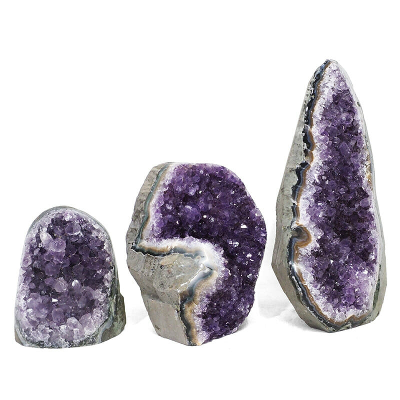 2.02kg Amethyst Polished Crystal Geode Specimen Set 3 Pieces DR075 3 2.02kg Amethyst Polished Crystal Geode Specimen Set 3 Pieces DR075 | Himalayan Salt Factory