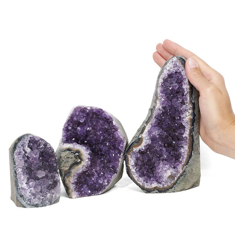 2.02kg Amethyst Polished Crystal Geode Specimen Set 3 Pieces DR075 4 2.02kg Amethyst Polished Crystal Geode Specimen Set 3 Pieces DR075 | Himalayan Salt Factory