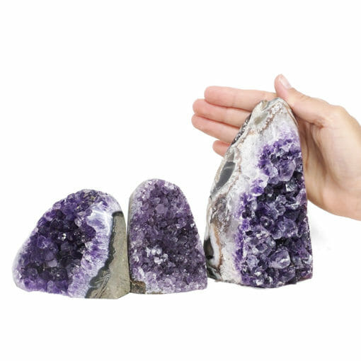1.75kg Amethyst Polished Crystal Geode Specimen Set 3 Pieces DR077 | Himalayan Salt Factory
