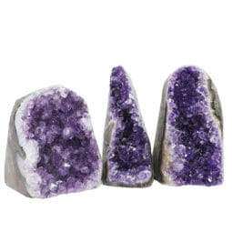 1.87kg Amethyst Polished Crystal Geode Specimen Set 3 Pieces DR078 | Himalayan Salt Factory