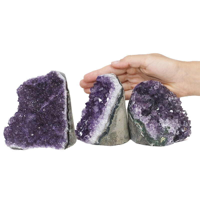 2.01kg Amethyst Polished Crystal Geode Specimen Set 3 Pieces DR091 4 2.01kg Amethyst Polished Crystal Geode Specimen Set 3 Pieces DR091 | Himalayan Salt Factory