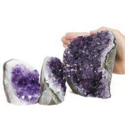 2.28kg Amethyst Polished Crystal Geode Specimen Set 3 Pieces DR092 | Himalayan Salt Factory