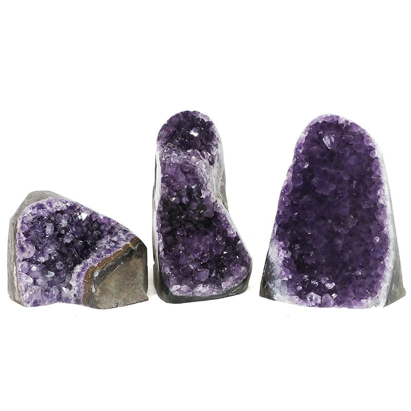 1.89kg Amethyst Polished Crystal Geode Specimen Set 3 Pieces DR096 3 1.89kg Amethyst Polished Crystal Geode Specimen Set 3 Pieces DR096 | Himalayan Salt Factory