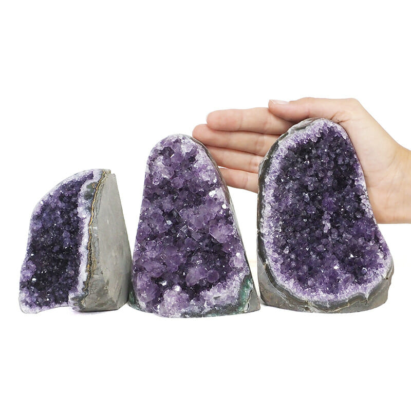 2.08kg Amethyst Polished Crystal Geode Specimen Set 3 Pieces DR097 4 2.08kg Amethyst Polished Crystal Geode Specimen Set 3 Pieces DR097 | Himalayan Salt Factory