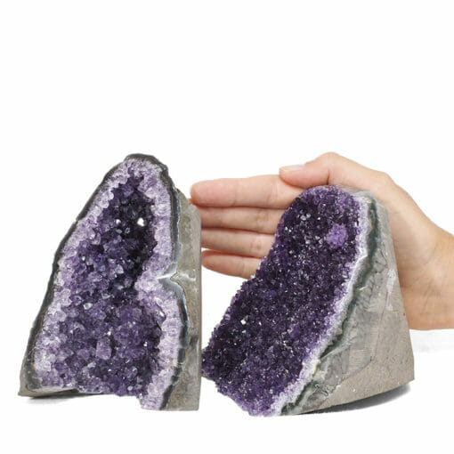1.89kg Amethyst Polished Crystal Geode Specimen Set 2 Pieces DR107 | Himalayan Salt Factory