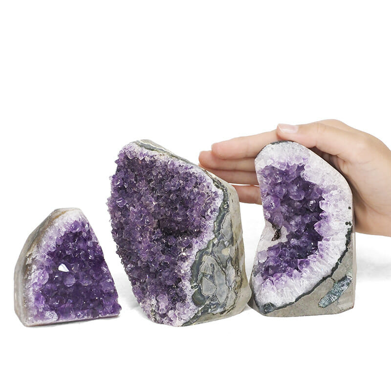 1.87kg Amethyst Polished Crystal Geode Specimen Set 3 Pieces DR110 4 1.87kg Amethyst Polished Crystal Geode Specimen Set 3 Pieces DR110 | Himalayan Salt Factory