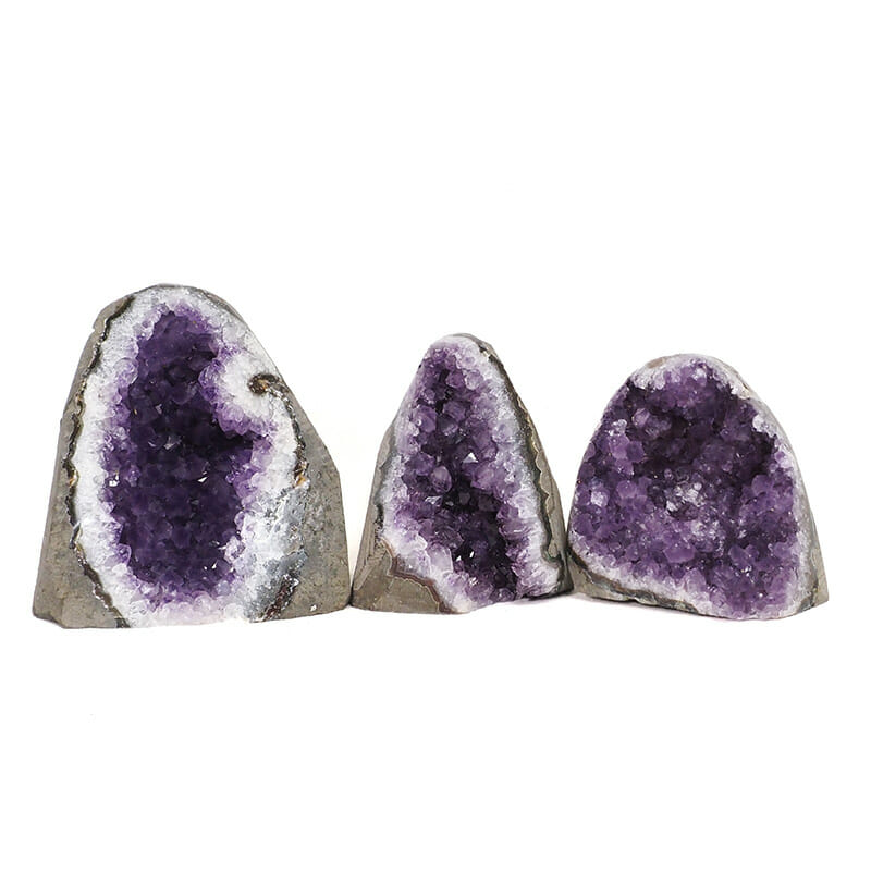 2.11kg Amethyst Polished Crystal Geode Specimen Set 3 Pieces DR113 3 2.11kg Amethyst Polished Crystal Geode Specimen Set 3 Pieces DR113 | Himalayan Salt Factory