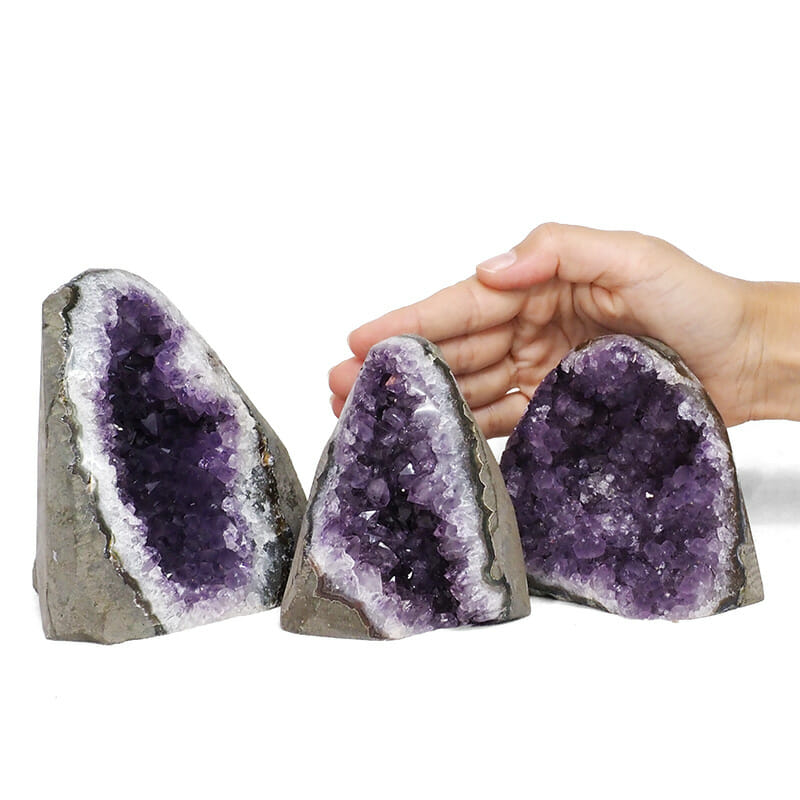 2.11kg Amethyst Polished Crystal Geode Specimen Set 3 Pieces DR113 4 2.11kg Amethyst Polished Crystal Geode Specimen Set 3 Pieces DR113 | Himalayan Salt Factory