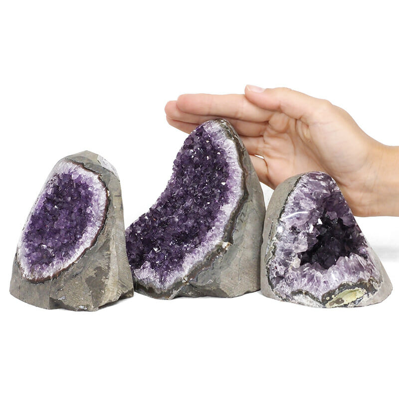 2.32kg Amethyst Polished Crystal Geode Specimen Set 3 Pieces DR116 4 2.32kg Amethyst Polished Crystal Geode Specimen Set 3 Pieces DR116 | Himalayan Salt Factory